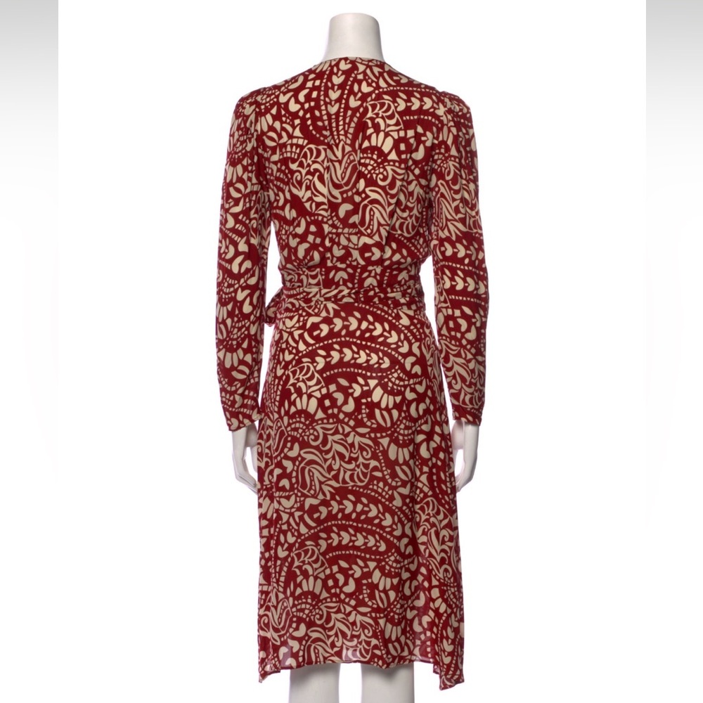 Elegant Red Patterned Wrap Dress Ba&Sh Sz S - Picture 3 of 10